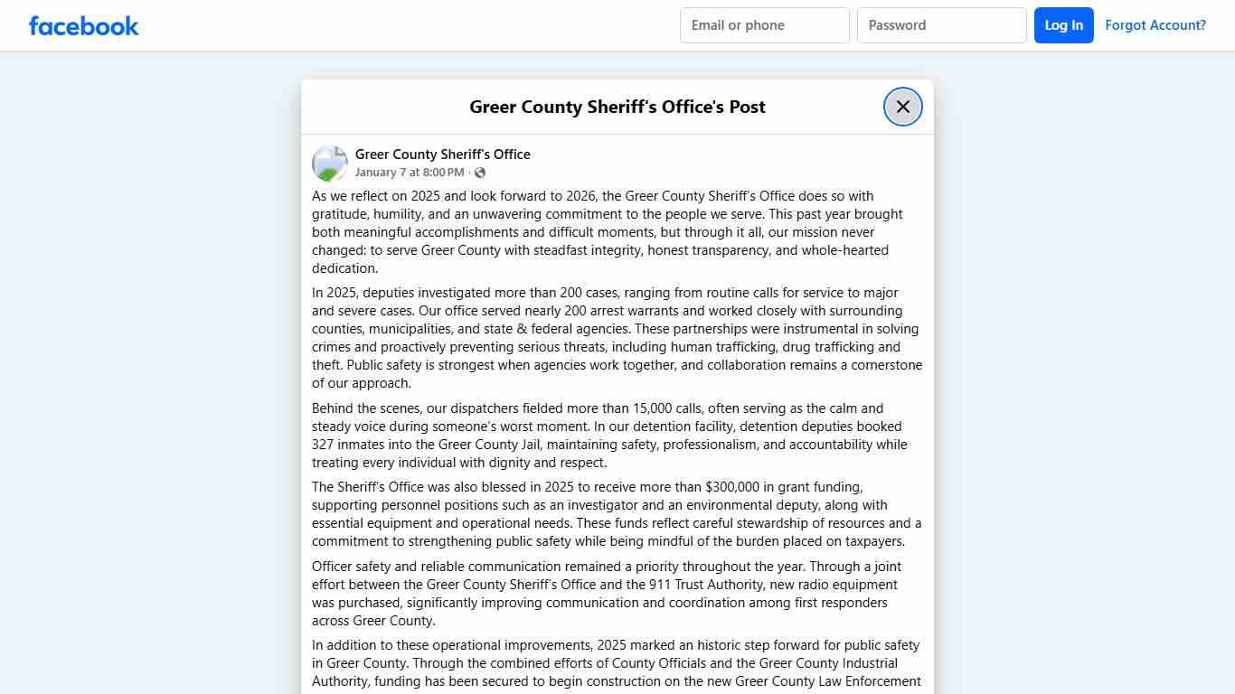 As we reflect on 2025 and... - Greer County Sheriff's Office Facebook