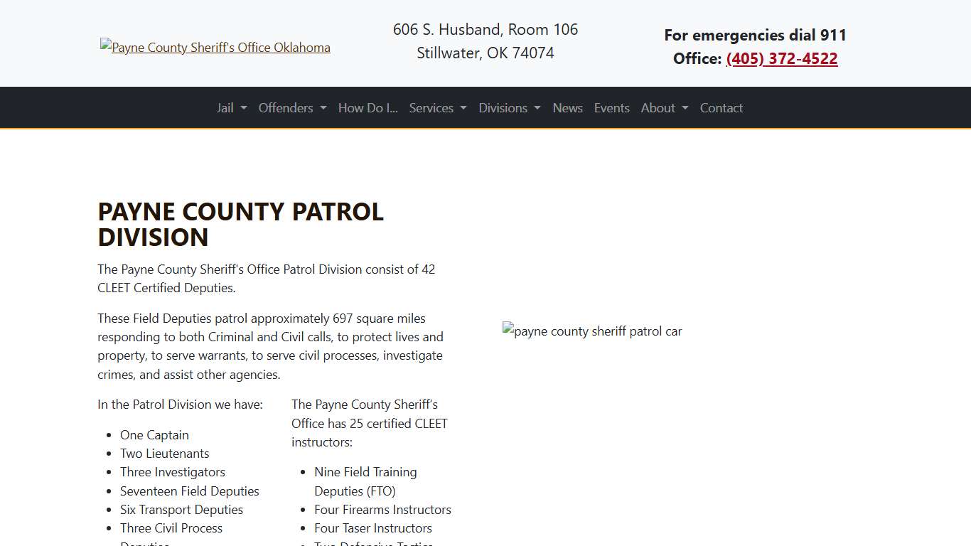 Patrol Division Payne County Sheriff's Office